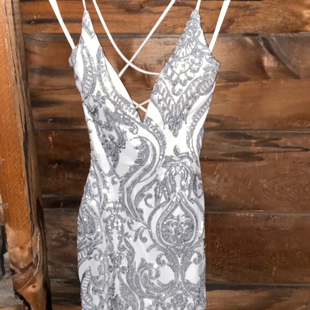 Silver Sequin Mini Party Dress
